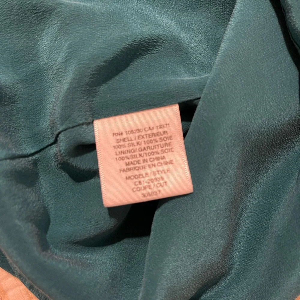 Joie Deep Teal Sleeveless Silk Tank. Medium. - Picture 5 of 5